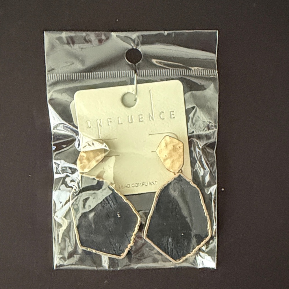 Influence Black and Gold Geometric Drop Earrings